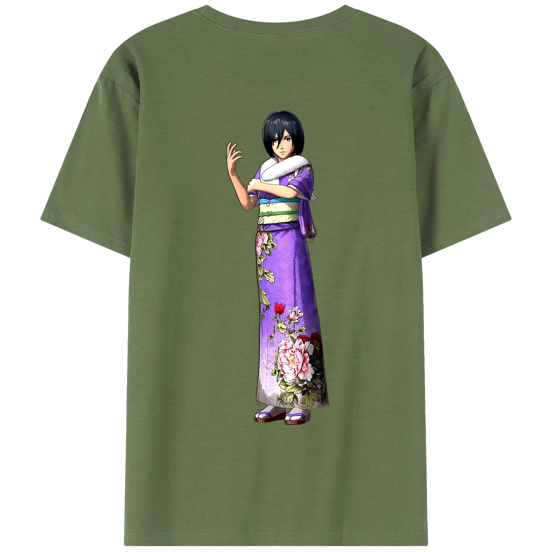 （画像用） 進撃の巨人 ミカサ·アッカーマン Attack on Titan Mikasa Ackerman 綿100％ メンズ半袖Tシャツ（バックプリント） 通気性